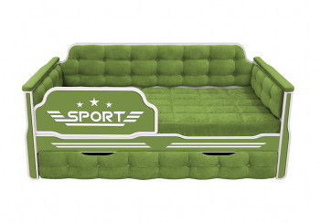 Кровать 170 серии Спорт 1 ящик 76 Зелёный (мягкие боковые накладки) в Лебедёвке - lebedyovka.mebel54.com | фото