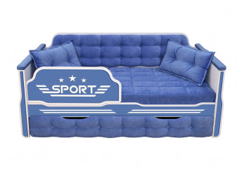 Кровать 170 серии Спорт 1 ящик 85 Синий (подушки) в Лебедёвке - lebedyovka.mebel54.com | фото
