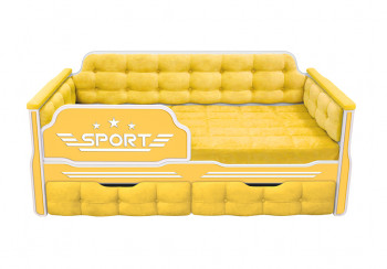 Кровать 180 серии Спорт 2 ящика 74 Жёлтый (мягкие боковые накладки) в Лебедёвке - lebedyovka.mebel54.com | фото