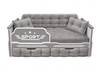 Кровать 190 серии Спорт 2 ящика 45 Серый (подушки) в Лебедёвке - lebedyovka.mebel54.com | фото