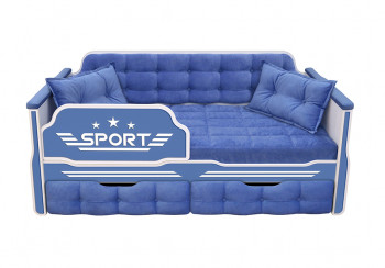Кровать 190 серии Спорт 2 ящика 85 Синий (подушки) в Лебедёвке - lebedyovka.mebel54.com | фото