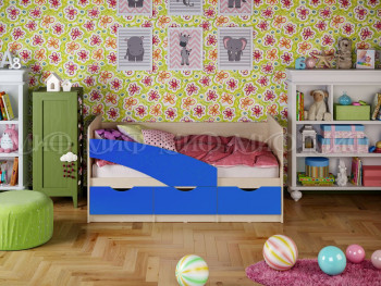 Кровать Бабочки 1,6м (Синий матовый) в Лебедёвке - lebedyovka.mebel54.com | фото