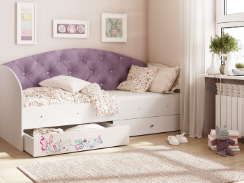 Кровать детская Эльза Белый/Фиолетовый в Лебедёвке - lebedyovka.mebel54.com | фото