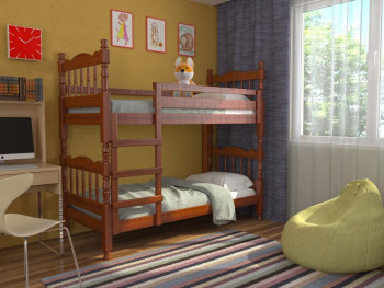 Кровать двухъярусная Соня из массива сосны 800*1890 Орех в Лебедёвке - lebedyovka.mebel54.com | фото
