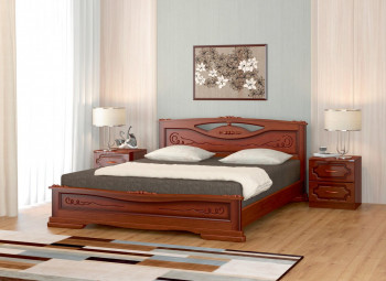 Кровать Карина-7 из массива сосны 1400*2000 Орех в Лебедёвке - lebedyovka.mebel54.com | фото