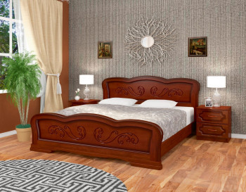 Кровать Карина-8 из массива сосны 1400*2000 Орех в Лебедёвке - lebedyovka.mebel54.com | фото
