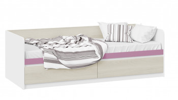 Кровать «Сканди» с 2 ящиками Дуб Гарден/Белый/Лиловый в Лебедёвке - lebedyovka.mebel54.com | фото