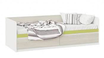 Кровать «Сканди» с 2 ящиками Дуб Гарден/Белый/Зеленый в Лебедёвке - lebedyovka.mebel54.com | фото