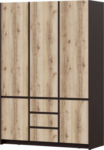 Модульная система "Прага" Шкаф для одежды трехстворчатый Дуб Венге/Дуб Делано в Лебедёвке - lebedyovka.mebel54.com | фото