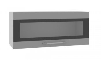 Норд ШВГС 800 Шкаф верхний горизонтальный со стеклом (Софт черный/корпус Белый) в Лебедёвке - lebedyovka.mebel54.com | фото