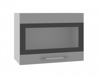 Ройс ВПГСФ 600 Шкаф верхний горизонтальный со стеклом с фотопечатью высокий (Графит софт/корпус Серый) в Лебедёвке - lebedyovka.mebel54.com | фото