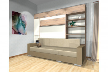 Шкаф-кровать с диваном Каролина в Лебедёвке - lebedyovka.mebel54.com | фото
