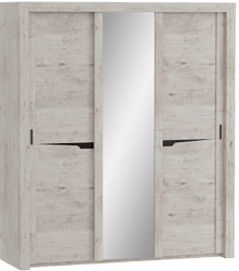 Шкаф трехдверный Соренто с раздвижными дверями Дуб бонифаций/Кофе структурный матовый в Лебедёвке - lebedyovka.mebel54.com | фото